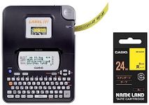 Casio KL-820 Label Printer (Black) XR-24YW Label Printer Tape (Black Ink Yellow)