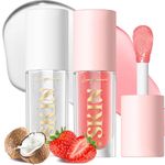 BANGFENG 2Pack Big Brush Head Hydrating Lip Glow Oil Plumping Lip Tint, Hydrating Lip Gloss Tinted Lip Balm Transparent Lip Care, Long Lasting Nourishing Non-sticky Fresh Texture Lip Oil