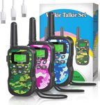 BUKEWIT 3 Pack Walkie Talkies for Kids Rechargeable,Upgraded Version Camouflage Exterior 22 Channels 2 Way Radio with VOX Function & LED Flashligh,3KM Range Adventures,Camping Birthday Xmas Gift