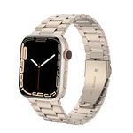 SWEES Compatible with Apple Watch Bands 38mm 40mm 41mm, Solid Stainless Steel Link Metal Replacement Wristband Compatible for iWatch Series 7 6 5 4 3 2 1 SE Sports Edition Men Women, Starlight