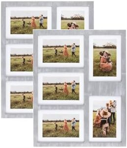 Great Lakes Memories GLM 4x6 or 5x7 Collage Picture Frames for Wall, Holds 5 Photos with Glass & Mat, 5x7 Picture Frame Collage, Picture Frames Collage, 2-Pack (Gray)
