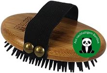 Alcott Bamboo Groom Curry Brush with Rubber Bristles for Pets,Brown