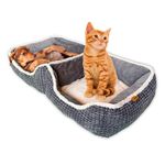 Puppy Bed for Small Dogs – Cat Bed for Indoor Cats - Dog Bed for 2 Dogs to Share – Completely Washabel Super Soft Pet Mat– Grey Puppy & Kitten Double Bed