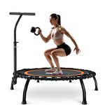 Zupapa Silent Mini Fitness Trampoline with Adjustable Handrail Bar – Indoor Rebounder for Adults – Best Urban Cardio Jump Fitness Workout Trainer – Max Limit 330 lbs, (Round)