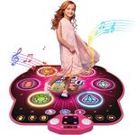 Dance Mat Toys for 4-12 Year Old Kids, 6 Button Light-up Dancing Challenges Bluetooth Electronic Dance Pad with 6 Game Modes, Birthday/Xmas Gifts for 4-12 Year Old Girls