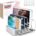 Poweroni USB Charging Dock - 4-Port - Fast Charging Station for Multiple Devices Apple - Multi Device Charger Station - Compatible with Apple iPad iPhone and Android Cell Phone and Tablet