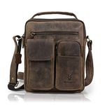 Goatter Unisex Hunter Leather Multi Pocket Messenger Bag (Coffee Brown, 11 Inch, GTHT-07)