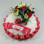 Just Because Flowers Customisable Artificial Flowers Wreath for Funeral or Grave - Round Open Tribute with Multicolour Spray