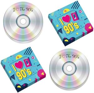 50Pcs 90's Party Paper Plates and Napkins 90's Mix CD Dessert Plates Retro 90s Theme Party Decorations I Love the 90s Tableware Set Serves 25 Guest 1990's Back to the 90's Birthday Party Supplies