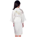 PythJooh Flower Girl Wedding Robes Girls Kids Long Sleeve Silky Satin Kimono Robes for Wedding Bridal Parties 2-13Years