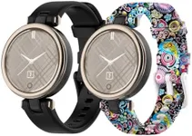 Replacement Bands for Garmin Lily Bands Band Women Accessories- Garmin Lily Silicone Colorful Printed Strap Pattern Sport Band Small Large (Black&Jellyfish)