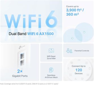TP-Link Deco X10 Mesh WiFi 6 System, 3-Pack Whole Home Coverage
