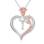 TINGN Rose Heart Necklaces for Women Teen Girls, Love Heart Pendant Initial I Letter Necklace Jewelry Birthday Anniversary Mothers Day Gifts for Her Women Wife Girlfriend Mom Daughter Teenage