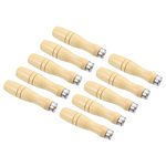 PATIKIL 4.3 Inch Wooden File Handle, 10 Pack File Cutting Tool File Handle Replacement Accessories with Metal Collar for 4.8mm Dia File