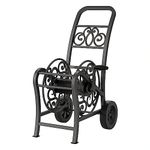 Suncast Metal Decorative 150' Hose Cart with Flat-Free Wheels and Foot Caps, Stylish Garden Hose Reel Cart for 150' of Standard Vinyl Hose