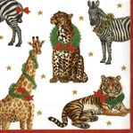 Entertaining with Caspari Boxed Cocktail Napkins, Wild Christmas, Ivory, Box of 40