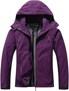 MOERDENG Women's Waterproof Rain Jacket Outdoor Lightweight Hooded Raincoat for Hiking Travel Purple