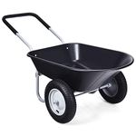 COSTWAY 2-Wheeled Wheelbarrow, Heavy Duty Garden Cart with 33cm Pneumatic Tires and Handle, Home Yard Dolly Utility Carts Hold up to 150KG (Black)