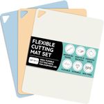 Extra Thick Flexible Cutting Boards for Kitchen, Cutting Mats for Cooking, Colored Cutting Mat Set, Non-Slip Cutting Sheets, Flexible Plastic Cutting Board Set of 3, 15"x12"