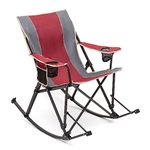 SunnyFeel Camping Rocking Chairs for Adults, Outdoor Folding Rocker, Reclining Lawn Chair (Red)