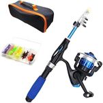 ZALTAS Kids Telescopic Fishing Rod and Spinning Reel Combo Set-with Fishing Line-Grip Etc-Fishing Gears Travel Bag For Beginners Boys Girls Youth (Blue)