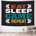 JAWO Game Tapestry Wall Hanging, Funny Gamer Label With Gamepad Print Tapestry, Black Wall Tapestry For Men Boys Bedroom Living Room College Dorm Decor 60X40 Inches