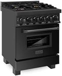 ZLINE 24" 2.8 cu. ft. Dual Fuel Range with Gas Stove and Electric Oven in Black Stainless Steel with Brass Burners (RAB-BR-24)