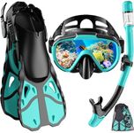 Vengreedo Snorkel Set with Fins for Adults, Mask Fins Snorkel Gear for Men and Women, Dry Top Snorkel Mask Snorkel Fins Combo Set with Travel Bag for Snorkeling, Diving, Swimming