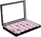 Stratalife Jewelry Organizer Earring Holder Organizer Jewelry Tray Earring Storage Organizer Drawer Organizer Box Jewelry Storage for Women Girls 30 Grid (Pink Black)