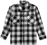 Arshiner Boys Flannel Shirts Kids Button Down Plaid Shirt Casual Long Sleeve Shirt Tops Boys and Girls Fall Plaid Jacket Black White