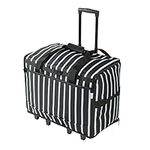 Extra Large Sewing Machine Trolley Bag on Wheels in a Durable Black Fabric with White Stripes, 63 x 43 x 30cm | Birch 006107/STRIPE-BLK