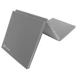 ProsourceFit Vinyl Tri-Fold Folding Thick Exercise Mat 6'x2' with Carrying Handles for MMA, Gymnastics Core Workouts, Grey