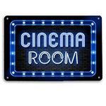 Artylicious Cinema Room Sign - PRINTED Blue Neon effect Movie Room A4 Neon Bar Cinema Sign