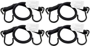 HELIDA Bungee Cords with Hooks, 3/8 Inch Thick Round Bungee Cord Heavy Duty Strong Hooks for Bike Rack, Cart, Trunk, Camping (18 inches, Black)