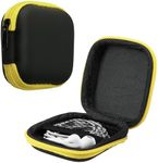 kwmobile Square Carrying Case for Earphones - Portable Storage Bag Pouch for Headphones Earbuds Small Objects with Zipper - Yellow/Black