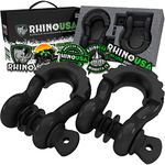 Rhino USA D Ring Shackle (2 Pack) 41,850lb Break Strength – 3/4” Shackle with 7/8 Pin for use with Tow Strap, Winch, Off-Road Jeep Truck Vehicle Recovery, Best Offroad Towing Accessories (Gloss)…