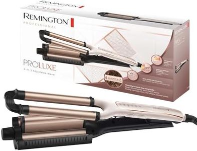 Remington Welleneisen ProLuxe 4-in-1 Curling Iron [Test Winner]: Beach Waves, Natural Waves, Water Waves, Mermaid Waves (Dig. Display, Temperature Setting up to 210°C) Crepe Iron, Multistyler CI91AW