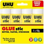 UHU Solvent Free 4 Glue Sticks, (33-40575)