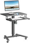 ERGOMAKER Mobile Standing Desk Pneumatic Adjustable Height 25.6 x 17.7 Inch Mobile Desk Adjustable Height On Wheels，Sit Stand up Desk Home Office Computer Desk, Black + Dual