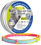 Flea and Tick Collar for Cats – Natural Essential Oil Formula, 60 Days Repellent Protection, Waterproof & Adjustable Flea Collar for Small, Medium & Large Cats (Rainbow, 1 Pack)