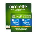 Nicorette Fruit 2mg Lozenge, 160 Lozenges (4 x 40 Packs), Effective and Discreet Quit Smoking Aid for Cigarettes, Nicotine Lozenges with Dual-Layer Fruity Flavour Release