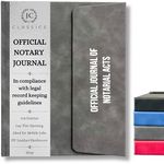 JC Classics Notary Journal Log Book Hardcover with Privacy Guard - Notary Log Book with 522 Notarial Record Entries - Compliant Notary Book for Notaries for All States Except HI (Gray)