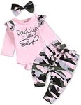 AMAWMW Baby Girl Clothes Set Daddys Little Girl Ruffle Romper Top Camouflage Pants Newborn Baby Girl Outfit 3-6 Months