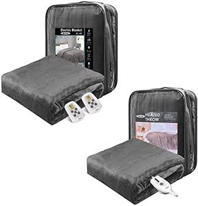 SUNVIVI Electric Throw 50" x 60" & Heated Blanket Queen Size, 5 Years Warranty, Double-Layer Flannel, ETL Certified, Machine Washable, Grey