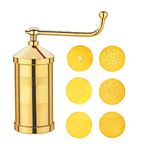 LEONEEL® Pure Brass 450gm Sev Sancha Machine with Free 6 Different Jali for Making Different Types of Sevaiya, Sev, Gathiya Murukku, Chakli, Bhujia Etc (Brass)