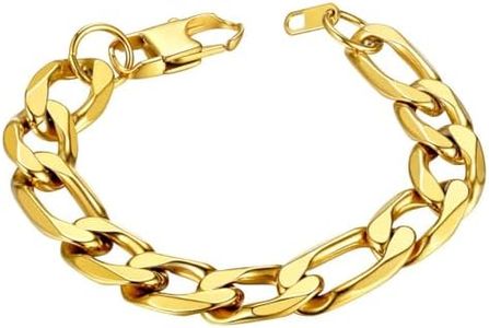 Gold Men and Womens Figaro Bracelets 13mm 8.3/'' Chunky Chain Link Wrist Bracelet'' }