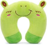 WDOPEN Travel Pillow for Kids,Neck Support U-Shape for Pain Relief, for Home Office Camping Travelling Airplane Car Train (Frogs)