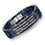 VNOX Personalized Religious Jewelry-Inspirational Christian Faith Bible Verse Quote Elegant Stainless Steel Two-Tone Blue&Black Link Bracelet Encouragement Gift for Men Boys Dad Son, Stainless Steel, Lava Stone