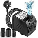 BARST 600L/H Submersible Water Pump, Ultra Quiet Water Pump for Aquarium Fountains Pool Fish Tank Pond Hydroponics Statuary with 4 Strong Suction Cups,3 Nozzles 1.83m Power Cord