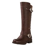 GLOBALWIN Women's Quilted Knee High Boots For Women Low Heel Comfortable Fashion Riding Boots, 19yy01brown, 10